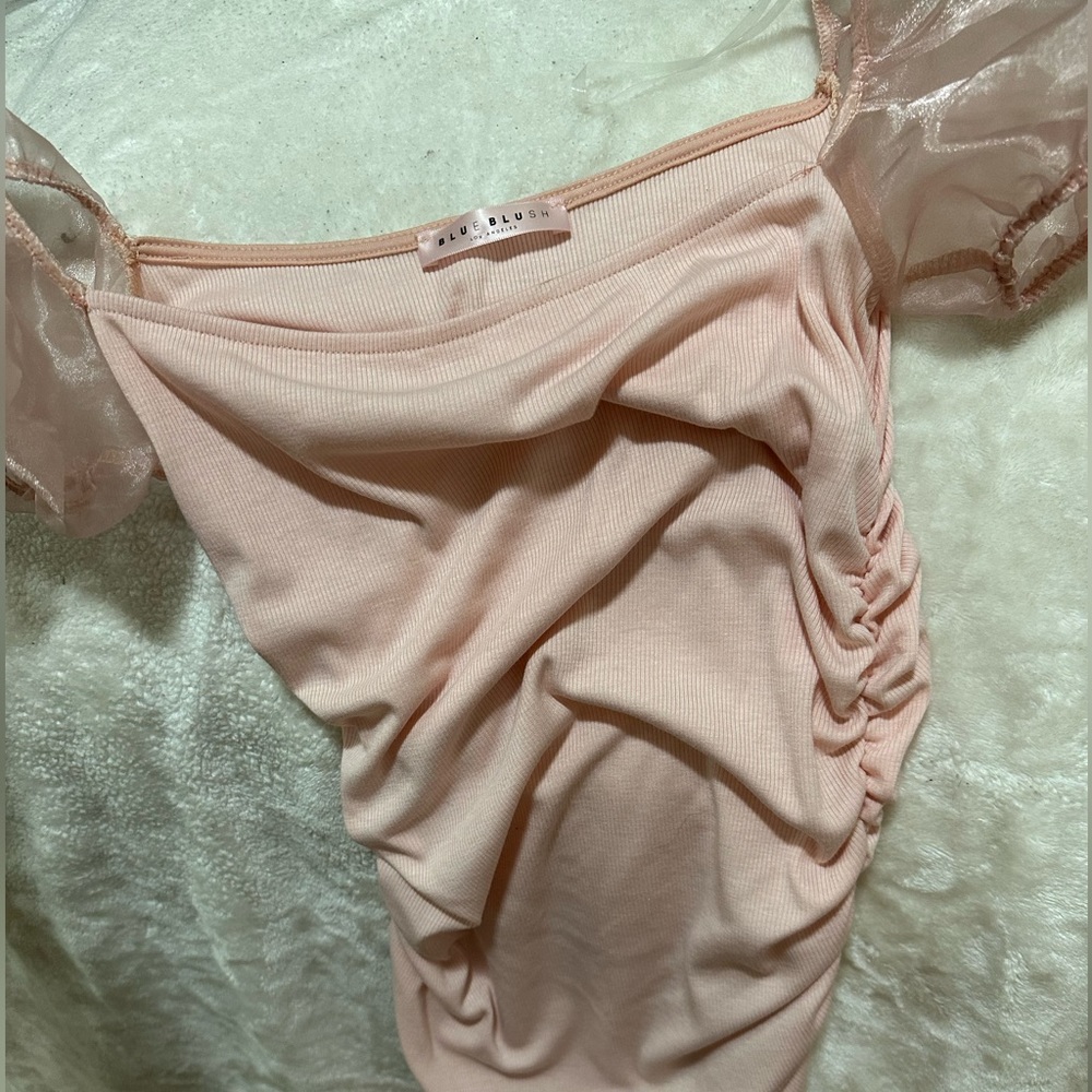 blue blush dress brand. pink. size medium